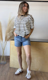 Short Slv Stripe Oversize T-shirt