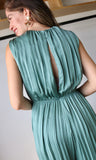 Buckle Satin Pleated Jumpsuit