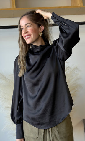 Black Satin Blouse
