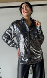 Sequin Button Up Top