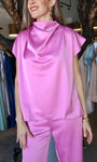 Satin Draped High-neck Top