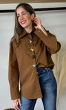 Coffee Gold Button Blouse