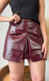 Faux Croc Leather Mini Skirt