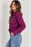 Button Down Elastic Waist Shirt