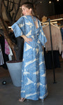 Palm Print 3/4 Sleeve V- Neck Jumpsuit