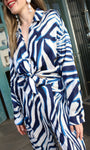Printed Long Sleeve Tie-Front Top