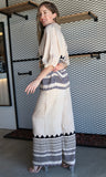 Border Printed Button Down Wide Leg Pants