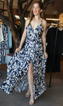 Navy and White Print Jumpsuit