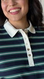 Stripe Short Sleeve Knit Polo Top