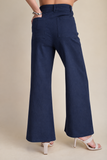 Stretchy Jeans High Rise Front Pocket Wide Leg