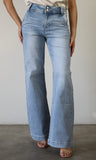 High Rise Double Button Wide Jeans