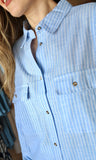 Stripe Button-Up Linen Shirt