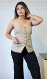 Strapless Button Down Bustier: