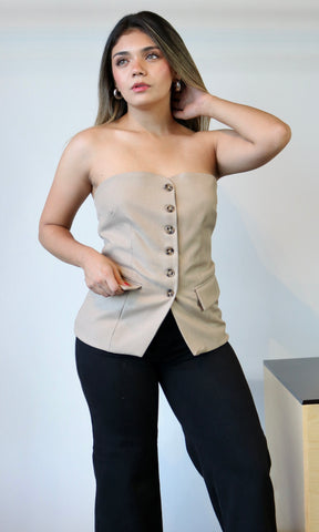 Strapless Button Down Bustier: