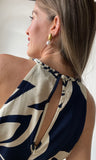 Braid Trim Halter Neck Belted Jumpsuit