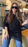 Asymmetrical Lace Hem T-shirt