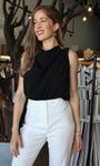 Sleeveless Cowl Neck Gold Ring Blouse