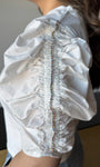 Ruffle Rhinestone Sleeve Tee