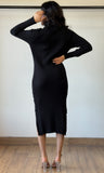 Turtleneck Ribbed Sweater Midi Dress