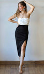 Satin Contrast Ponte Tube Midi Dress