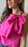 Asymmetric Pleated Shoulder Top
