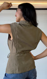 Sleeveless Tie Waist Top
