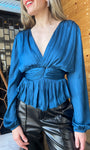 Twisted Knot Pleated Satin Top