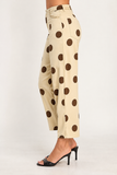 Polka Dot Satin Barrel Pants