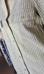 Green Striped Roll Up Button Down Shirt