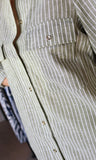 Green Striped Roll Up Button Down Shirt
