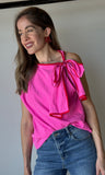 Asymmetric Pleated Shoulder Top