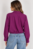 Button Down Elastic Waist Shirt