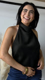 Halter Openback Sleeveless Satin Top
