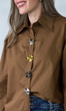 Coffee Gold Button Blouse