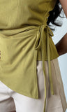 Sleeveless Waist Tie Mock Neck Top