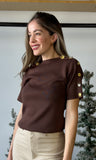 Coffee Gold Button Sweater