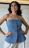 Denim Strapless Blouse
