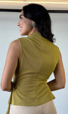 Sleeveless Waist Tie Mock Neck Top