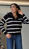 Striped Knit Pullover Sweater