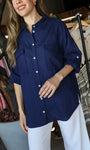 Navy Linen Oversized Shirt
