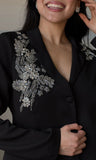 Black Rhinestone Detail Blazer