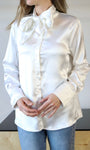 Ivory Neck Tie Scarf Blouse