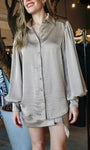 Satin Mocha Button Shirt