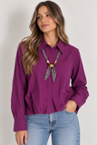 Button Down Elastic Waist Shirt
