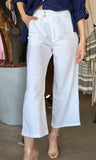 White Linen Cropped Pants
