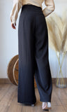 Chain Accent Waist Flap Wide-leg Pants