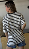 Short Slv Stripe Oversize T-shirt