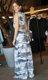 White and Navy Print Pants