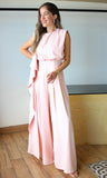 Sleeveless Draped Scarf-neck Jumpsuit