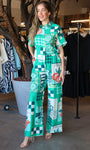 Green Print Button Shirt